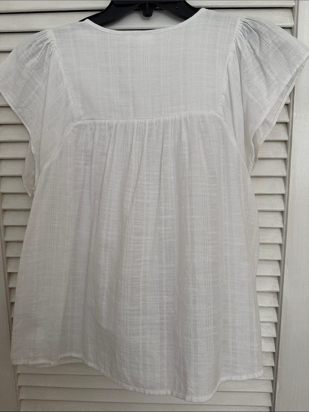 GAP White Gauze V-Neck Tie Front Cap Sleeve Blouse - Picture 7 of 8